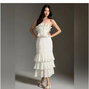 NWT Anthropologie cream strapless let me be white dress size XS